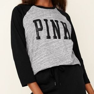 Victoria's secret PINK baseball tee glitter logo